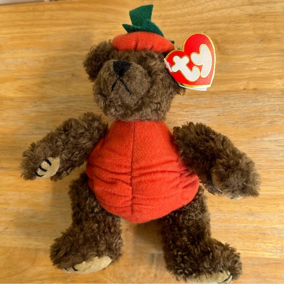 Ty Trick or Treat Peter pumpkin Halloween beanie baby plush bear 1993 - Picture 7 of 12